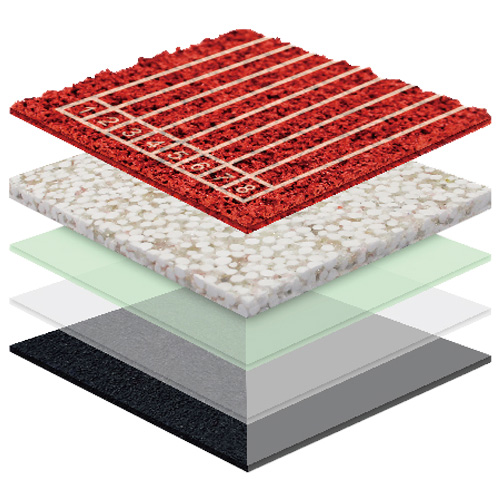 东丽无缝预制型塑胶跑道渗水TPR喷面