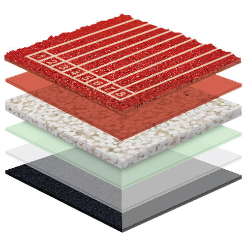 东丽无缝预制型塑胶跑道非渗水TPR喷面方案二